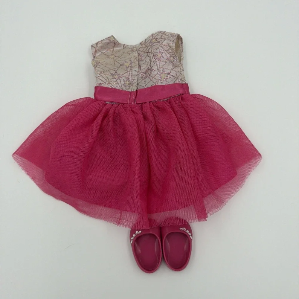 American Girl Magenta Tulle Party Dress and Gemstone Shoes for 18‎ Inch Dolls